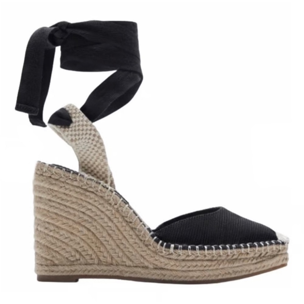 Zara Black Espadrille Wedge Sandals